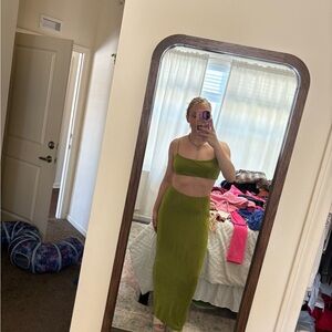 Cider Olive Green Maxi Skirt